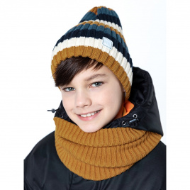 Комплект NIKASTYLE 12з11523  (Шапка + Снуд)  горчичный