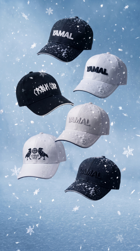 Белая бейсболка с чёрным принтом «YAMAL»  фото 3